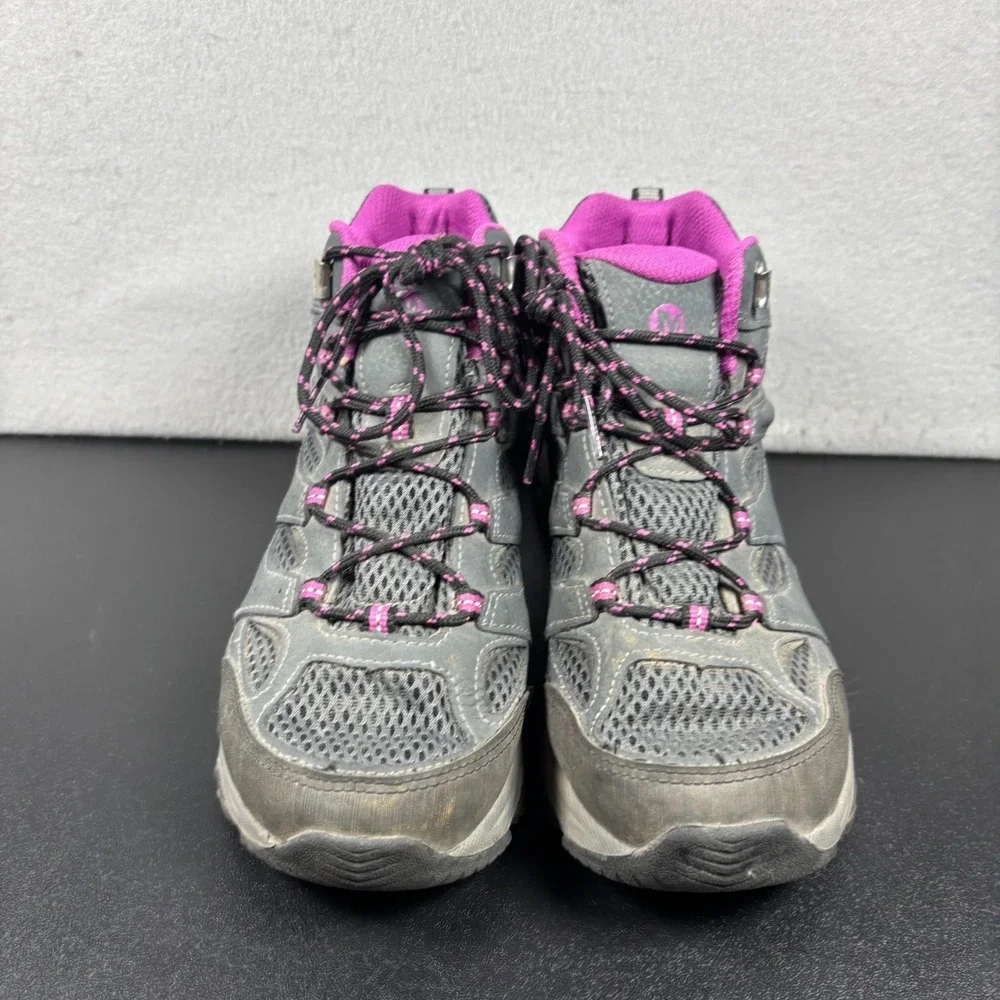 Merrell Kids Girls Moab 3 Mid Waterproof Hiking Boots Size 5W Wide Gray Pink